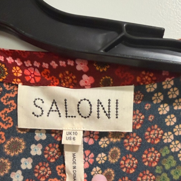 SALONI Long-Sleeve Paisley Wrap Maxi Dress in Red, Orange and Pink - Picture 2 of 4